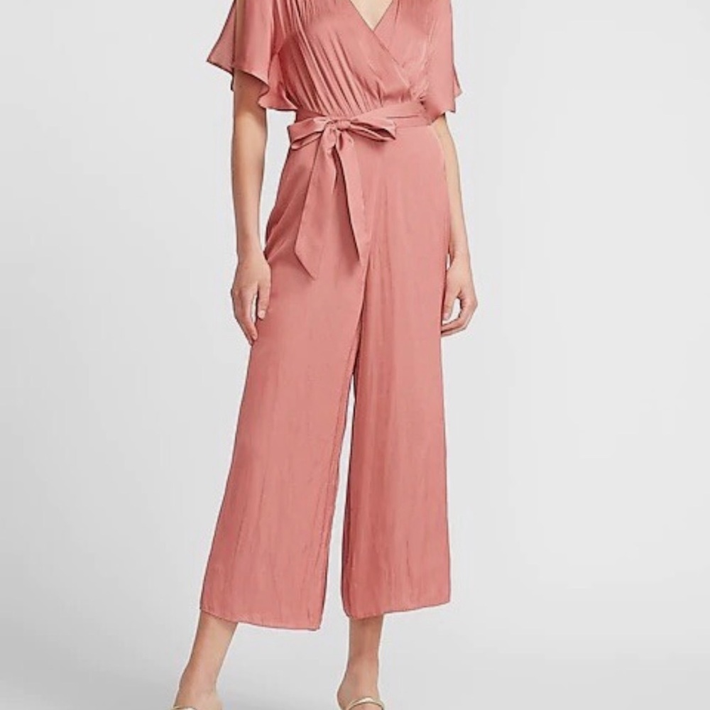Express Satin Flutter Sleeve Culotte Jumpsuit